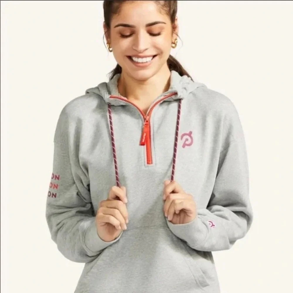 Peloton Women’s Gray 1/2 Zip TWGF Relaxed Fit Long Sleeve Pullover Hoodie Size M